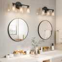 Growsun 30 inch Wall Round Mirror, Large Wall Mounted Circle Mirror Black Metal Frame for Bathroom, Entry, Dining Room, & Living Room