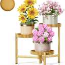 Stand Plants, 3 Tier Metal Corner Plant Stands for Outdoor Indoor, Heavy Duty Flower Pot Stands for Multiple Plants, Decoration Floding Tall Display Racks for Patio Garden -GoldFloroma