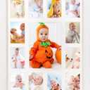 Baby First Years Photo Frames 12 Month Picture Frame School Years Graduation Photo Collage White Frame with Mat, Displays One 5x7 Photo and Twelve 2.5x3.5 Pictures