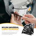 2 x 200PCS Nylon Universal Cable Tie Buckle Set  Automotive Zipper Clips and Zip Ties for Car Accessories, Heavy Duty Panel Fasteners with Pin & Button Design for Bumper, Door, Trim, Interior Repair