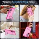 Magnetic Compatible with Samsung Galaxy S25 & S24 Case with Stand [Military Grade Drop][Compatible with Magnet] Ring Holder Translucent Slim Hard Back Soft Edge, Rose Red