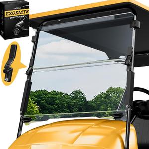 Golf Cart Windshield for EZGO TXT 1995-2013 Gas & Electric, 40.7" W X 28.3" H, 3/16" Thick PC, Foldable Front Windshield with Heavy Duty Hinge, Anti-UV, Impact Resistant, Scratch Resistant