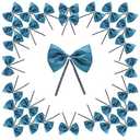 WEWILUCK Premade Twist Tie Bows, Small Teal Satin Ribbon Bow for Treat Bags, Crafts, Candy, Bakery, Baby Shower Wedding Christmas Birthday Party Decorations(3 Inches, 60PCS)