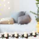 12 Pack Christmas Greenery Candle Rings, Christmas Candle Rings Wreaths with Red Berries and Pine Cones, Xmas Table Decorations Holiday Centerpieces for Tables