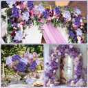 Yunsailing 100 Pcs Artificial Hydrangea Flowers Hydrangea Flower Heads with Stems Silk Faux Flowers for Wedding Centerpiece Fake Bouquet Home Indoor Garden Party Decoration (Dark Light Purple)
