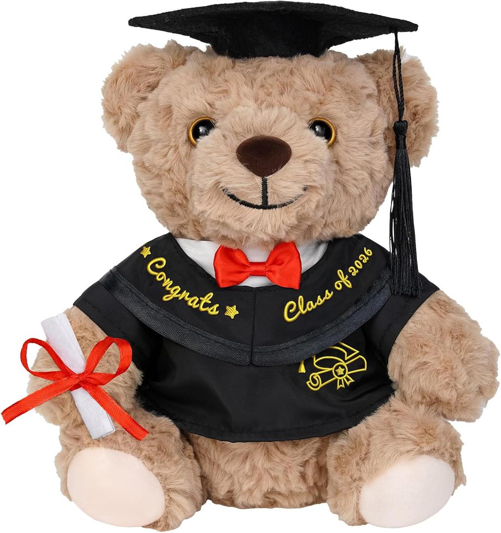 2026 Graduation Bear Gifts,9 Inch Soft Plush Teddy Bear with Black Cap & Graduation Gown & Diploma,Kindergarten Preschool High School College Graduation Gifts Bear for Her Him Women Men Boys Girls Kid