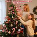 5pcs Candyland Christmas Tree Picks Candy Cane Tree Topper, Red and White Christmas Tree Decorations with Glitter, Curly Lollipop Candy Picks for Xmas Holiday Wreath Vase Party Decor