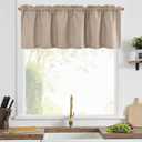 jinchan Valance Curtain for Kitchen Waffle-Weave for Living Room Bathroom Country Waffle Woven Textured Light Filtering Window Treatment Rod Pocket 1 Panel 18 Inch Taupe