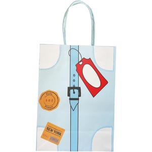 Vintage Train Airplane Favor Bags (Set of 8) | Travel Themed Suitcase Party Bags