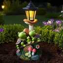 Outdoor Solar Powered Turtle Statue, Turtle and Mushroom-Shaped Sculpture with LED Light, Suitable for Decor Courtyard,Backyard, and Lawn, Unique Birthday and House Warming Gifts