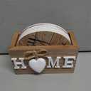 Queekay Coasters Set of 6 House Warming Gifts New Home Wooden Farmhouse Drink Coasters with Holder 4'' Funny Decoration for Kitchen Family Coffee Bar Tabletop Protection(Farmhouse Color)