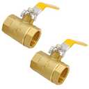 2- Pack 1" Full Port Ball Valve Brass， 1 Inch NPT Brass Valve，1" Female x Female Thread Heavy Duty Brass Shut Off Valve Water, Oil and Gas