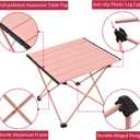 Grope Portable Beach Table for Sand with Aluminum Table Top, Folding Camping Table Easy to Carry, Prefect for Outdoor, Picnic, BBQ, Cooking, Festival, Beach, Home (Pink-S)