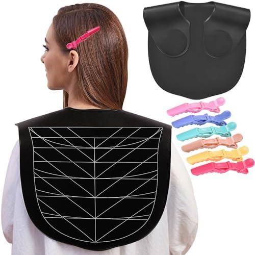 Hair Cutting Guide Cape Hair Cutting Collar for Hairstylists with Guidelines Weighted Hair Cutting Mat Silicone Waterproof Haircut Shoulder Mat (Black) 