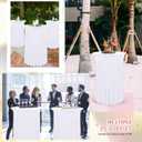 4 Packs Round Cocktail Table Skirt 32"x 43" Spandex Stretch Cocktail Tablecloth with Wavy Drapes, White Spandex Fitted High Top Table Covers for Wedding Party Birthday Banquet Bar