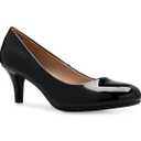 Olivia K Women's Comfort Classic Round Toe Kitten Low Mid Heel Dress Pumps 7,5, Black 