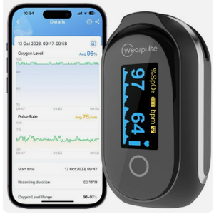 Rechargeable Pulse Oximeter Fingertip - Continuous Blood Oxygen Saturation Monitor, SpO2 and Pulse Rate Tracking, Finger O2 Pulse Oximeter, APP Report Features with Bluetooth, Custom Beep