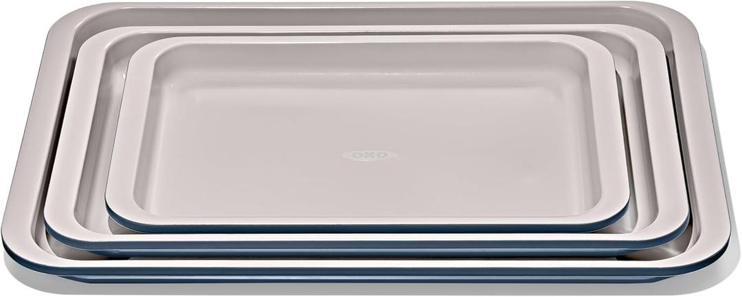 OXO Good Grips Non-Stick Pro Ceramic Coated Metal Bakeware 3-Piece Sheet Pan Set  Storm Blue