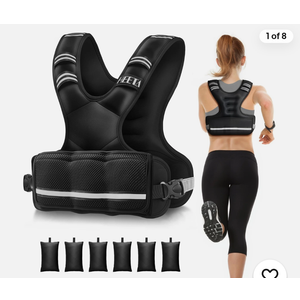 HEETA Adjustable Weighted Vest for Women Men, 4-10lbs/10-18lbs/20-32lbs Body Weight Vest Exercise Set with 6 Ironsand Weights & Reflective Strips for Walking Running Workout Cardio Strength Training