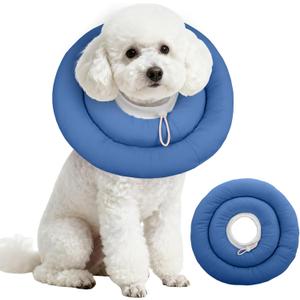 IDOMIK Dog Recovery Collar, Waterproof Soft Dog Cone After Surgery, Comfy Protective Elizabethan Collar Alternative for Dogs Cats, Adjustable Pet Neck Donut Cone Anti-Licking Biting Wounds, Navy Blue, Medium 