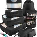 Veken 8 Set Packing Cubes for Travel Essentials, Suitcase Organizer Bags in 4 Sizes, Carry-On Luggage Accessories with Large Laundry & Toiletry Bag, Must-Have for Airplane, Road Trip & Camping (Black)