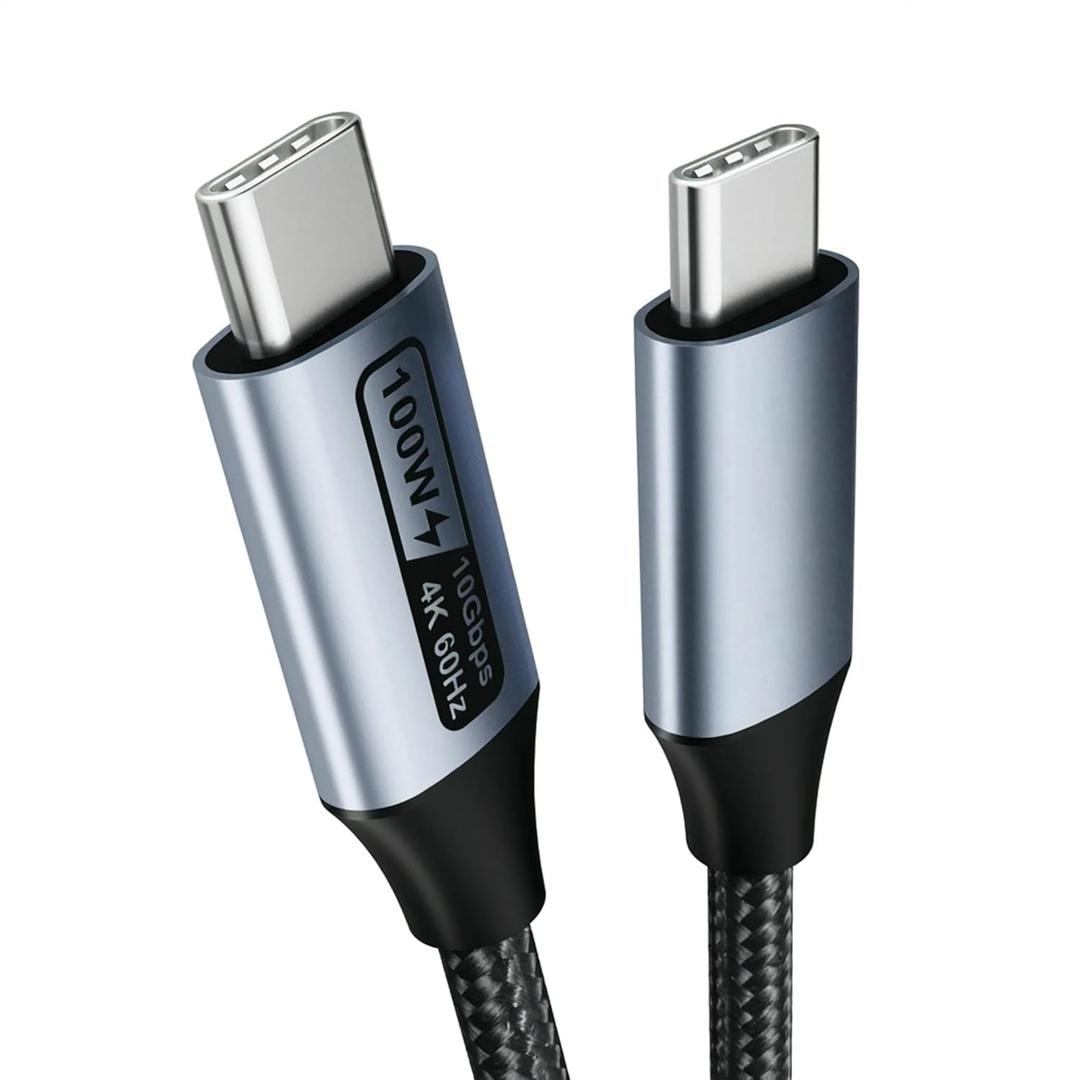 USB C to USB C Monitor Cable(4K@120Hz), 100W PD Fast Charge, 10Gbps Data Transfer, 3ft Tangle-Free Silicone USB-C Cable [Aluminum Shell, Woven Design]