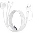 Travel Charger for Apple Watch, 3 in 2 Multi Charging Cable/Cord with Lightning/USB C/iWatch Charger, Travel Chargers for Multiple Devices, Compatible with iWatch Series/iPhone 17-8/iPad/AirPods 4FT, White