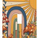 XFYGBY Decorative Light Switch Plate Covers Boho Arch Mid Century Gold Sun Mushroom 1 Gang Light Switch Cover Plate Single Toggle Wall Plate Outlet Covers Faceplate for Home Decor (2 Pack)