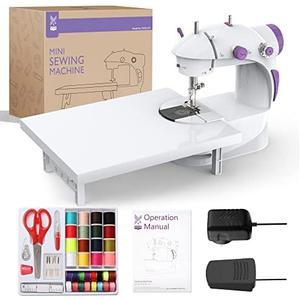 Mini Sewing Machine with 42PCS Sewing Kit, Foot Pedal, Adapter (Purple)