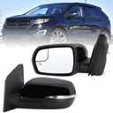 Left Driver Side Mirror Fits 2015 2016 2017 2018 2019 2020 2021 2022 2023 2024 Ford Edge With Manual Folding Power Glass Heated Turn Signal Puddle Light Black Replace#JT4Z-17682-CA(7Pins)