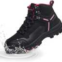 Waterproof Women's Hiking Boots with Wide Toe Box Lightweight Non-Slip Grip Ankle Support, Durable Comfort for Trekking, Trail Running, and Outdoor Adventures (Red, 38.5)