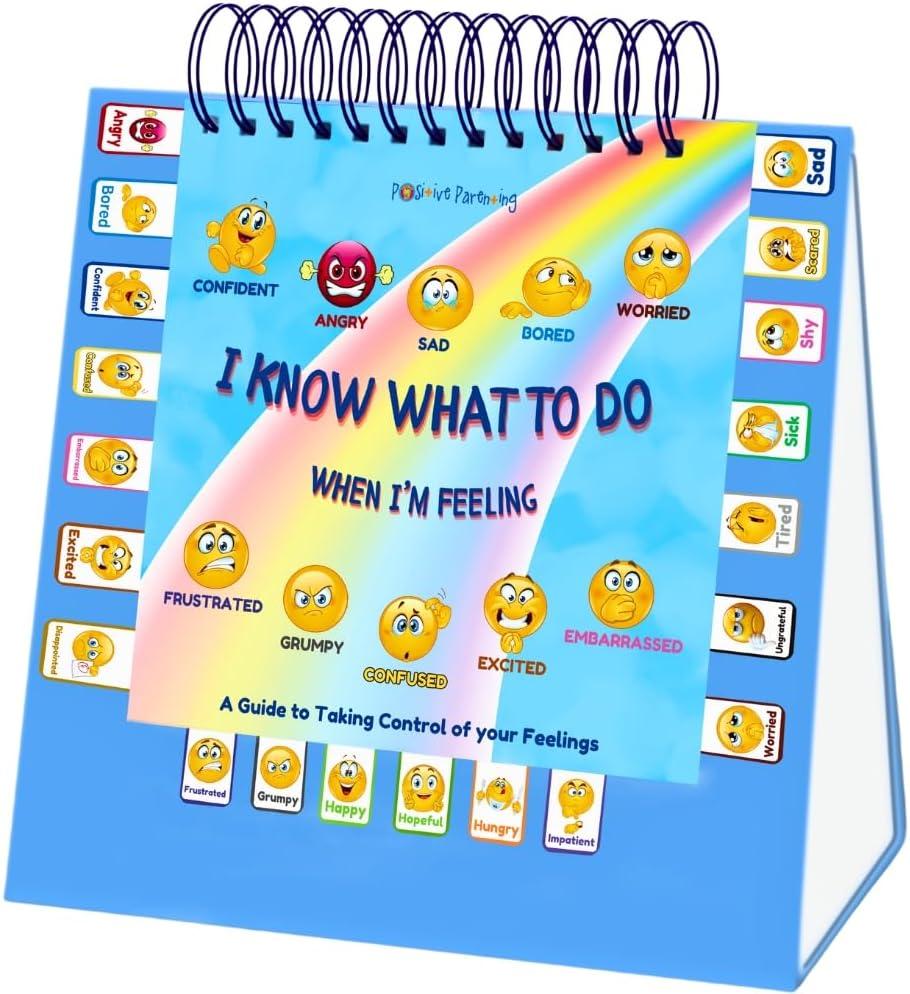 Thought-Spot I Know What to Do Flipbook Emotions Chart for Kids Autism Learning Materials Feelings Chart to Identify Feelings and Make Positive Choices Emotions Wheel Calm Down Corner Supplies