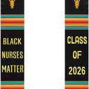 3 x Geyoga Graduation Stole Kente Stole Black Authentic African Art 72" x 4.8" for Adult College Unisex Grads Celebrate