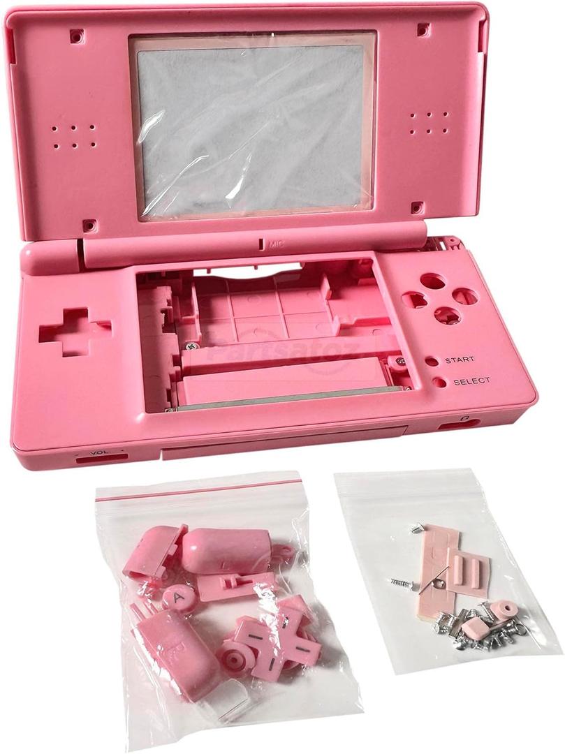 Replacement Full Housing Plastic Shell Cover Case Kit Repair Parts with Bottons Stylus Pen Screws for Nintendo DS Lite NDSL - Pink
