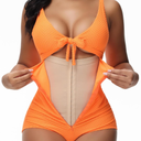 SHAPSHE Women's Tummy Control Swimsuit One Piece Slimming Bathing Suit Cutout Tie Knot Front Bikini Push Up Swimwear, Size: M