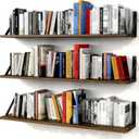 Forbena Floating Book Shelves for Wall Set of 3, 36 Inches Long Wall Bookshelf for Bedroom, Large Wood Heavy Duty Hanging Bookshelves for Books, Living Room Decor, Closet Storage (Rustic Brown)
