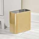 mDesign Modern Compact Freestanding MetalToilet Bowl Brush and Rectangle Open Wastebasket Garbage Can Combo Set for Bathroom Storage - Sturdy, Deep Cleaning - Brass