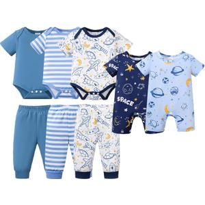 NZRWAWS Newborn Baby Boy Clothes Preemie boy Infant Boy Outfi Romper Pant 10 Pcs Solid Clothing Set, Size: Preemie
