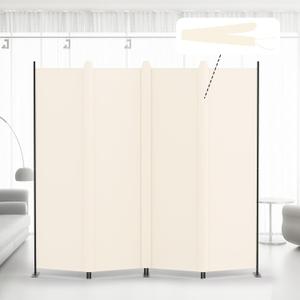 Kokorona 4 Panel Room Divider, 6FT Tall Folding Privacy Screen Wall Dividers, Portable Privacy Screen Freestanding Room Divider for Room Separation, Included - Cover Strips, Beige, 88''W x 71''H