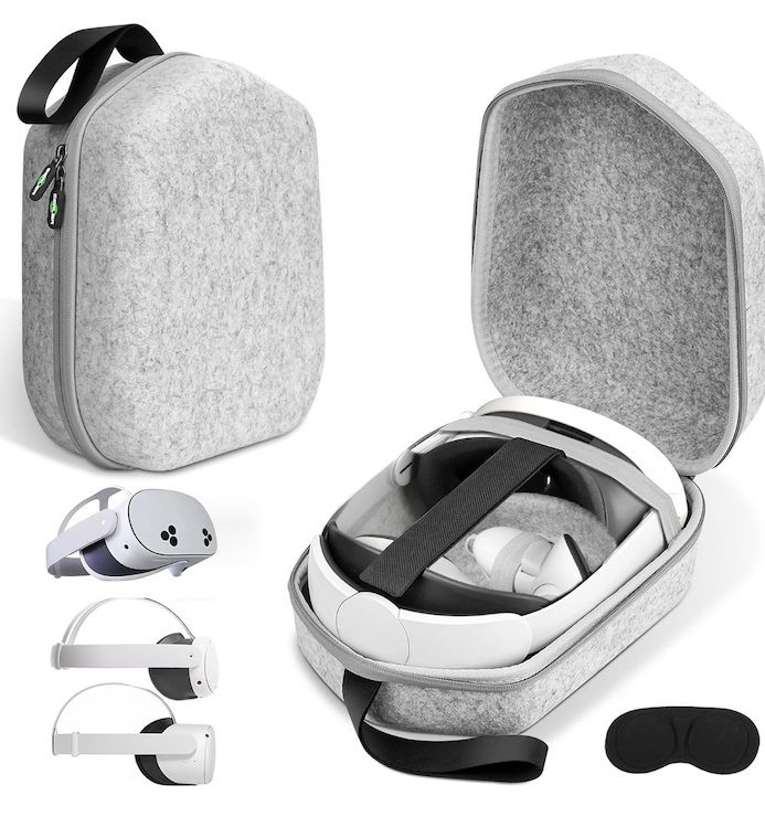 sarlar Hard Carrying Case Compatible with Meta Quest 3S/Quest 3/Oculus Quest 2/Vision Pro Official Original/Elite Strap VR Headset and Controller Accessories, Suitable for Travel and Home Storage