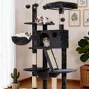 Hey-brother Cat Tree, 53 inch Cat Tower for Indoor Cats, Cat House with Padded Platform Bed, Toy Balls, Large Cozy Condo, Hammocks and Sisal Scratching Posts, Smoky Gray MPJ019-SG