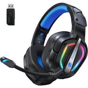 Fachixy FC200 Wireless Gaming Headset with Mic for PS5, PS4  Bluetooth 5.4 & 2.4GHz Gaming Headphones with Low Latency, 50Hrs Battery Foldable Gamer Headset for Laptop, Switch and Mobile