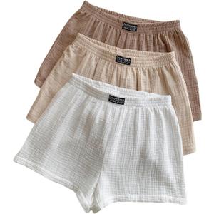 SOLY HUX Women's Summer Shorts 3 Packs Elastic Waist Wide Leg Casual Cotton Shorts Sets Beige White Multi X-Large