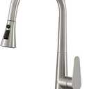 PUSU 18 inch High Brushed Nickel Kitchen Faucet with Pull Down Sprayer, Single Handle Nickel Kitchen Sink Faucet for RV Sink, Laundry, Bar Camper with Water Lines, Stainless Steel