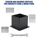 6x6 Post Base 2 Pcs, (Inner Size 5.6x5.6) Post Anchors, 13GA Thick Solid Steel & Black Powder Coated,Deck Post Brackets Support Deck Base Plate Pergola Brackets Fence Kit Mailbox Mount