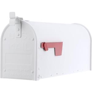 Architectural Mailboxes Admiral Rust-Proof Aluminum Metal Post Mounted Mail Box for Outside, White, Medium Curbside Mailbox, USPS Approved for Residential Delivery