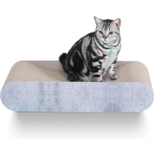 FluffyDream 2 in 1 Cat Scratcher Cardboard Lounge Bed, Cat Scratching Post, Durable Board Pads Prevents Furniture Damage,Large (Reversible Grey)