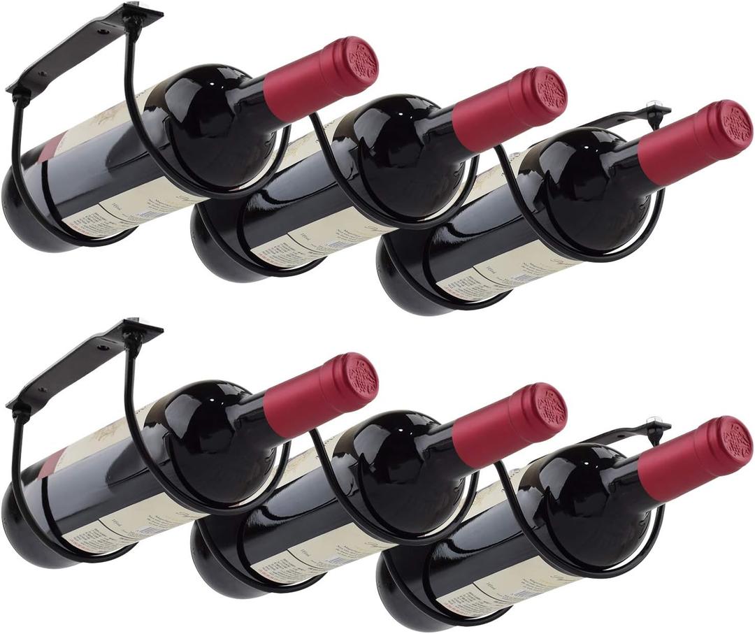 MOCOUM 2 Pack Under Counter Wine Racks, Wine Bottle Holder Under Cabinet Iron Wine Storage Rack for 6 Liquor Bottles