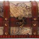 Pirate Treasure Chest Vintage Handmade Decorative Wooden Box Trinket Jewelry Storage Case Home Decoration(Map)