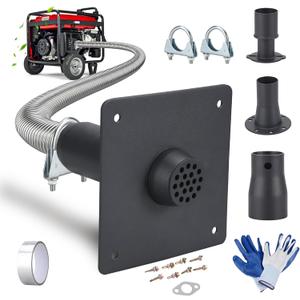 Generator Exhaust Extension Silencer Kit with Universal Stainless Muffler | Flex Pipe | Wall Plate Adapters | Safely Vents Reduces Noise | Compatible Most Portable Generators